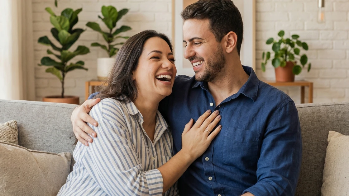 Pareja feliz reconectada
